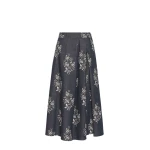 Max Mara Struzzo Pleated Printed Cotton Skirt in Navy | Pleated Skirts | Coveti