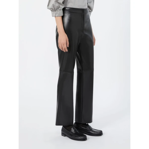 Max Mara Sublime Coated Jersey Cropped Trousers in Black | Tailored pants | Coveti