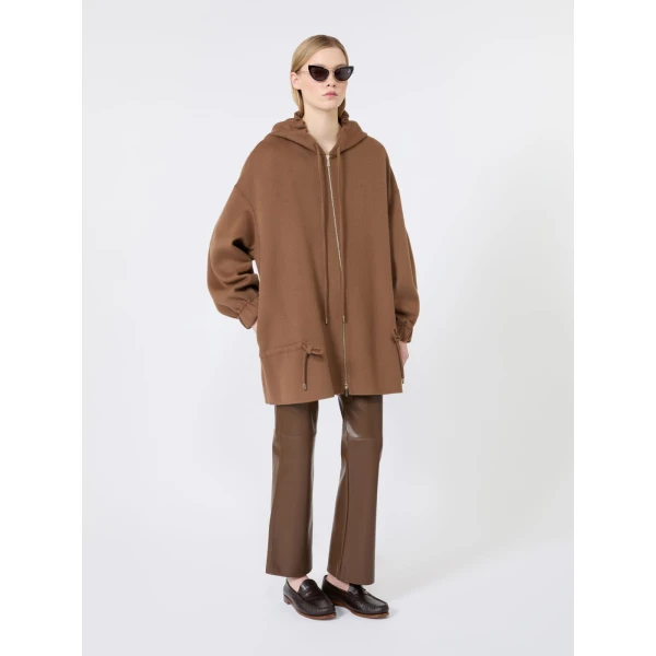 Max Mara Sublime Coated Jersey Cropped Trousers in Brown | Tailored pants | Coveti