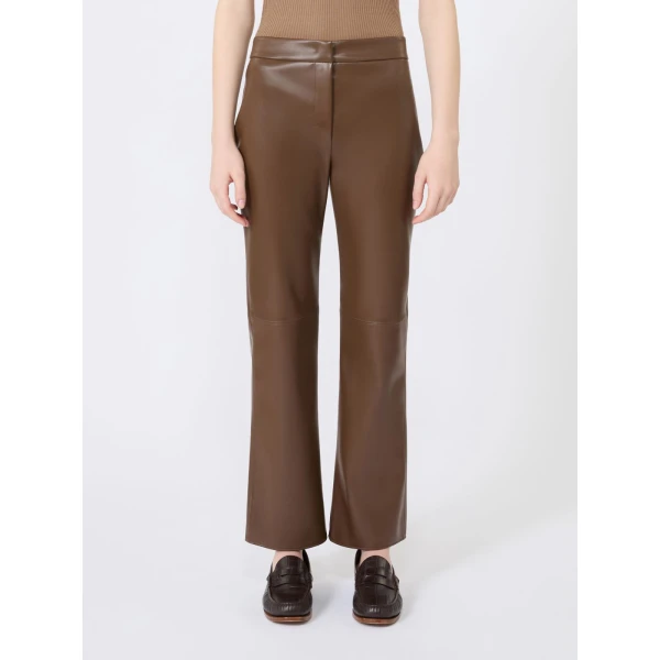 Max Mara Sublime Coated Jersey Cropped Trousers in Brown | Tailored pants | Coveti