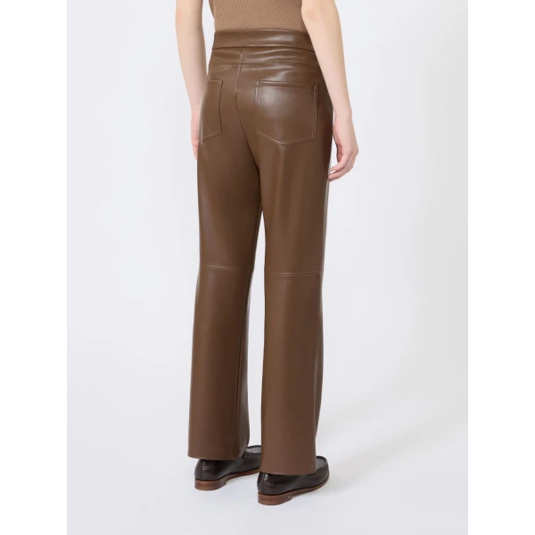 Max Mara Sublime Coated Jersey Cropped Trousers in Brown | Tailored pants | Coveti