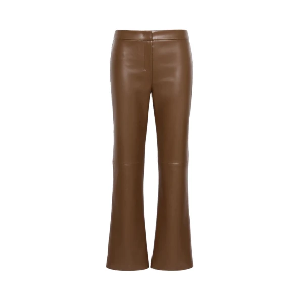 Max Mara Sublime Coated Jersey Cropped Trousers in Brown | Tailored pants | Coveti