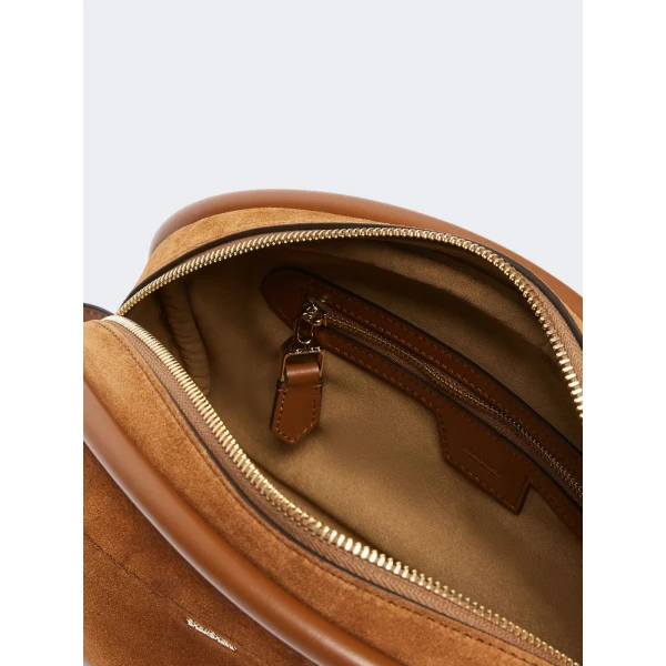 Max Mara Suede and Leather Handbag in Amber Brown | Totes & Top-Handle Bags | Coveti
