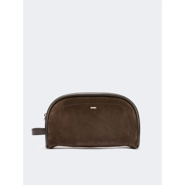 Max Mara Suede and Leather Handbag in Dark Brown | Totes & Top-Handle Bags | Coveti