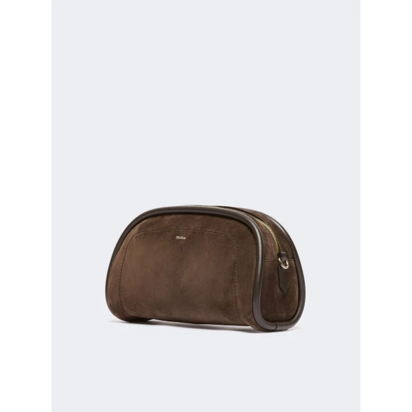 Max Mara Suede and Leather Handbag in Dark Brown | Totes & Top-Handle Bags | Coveti