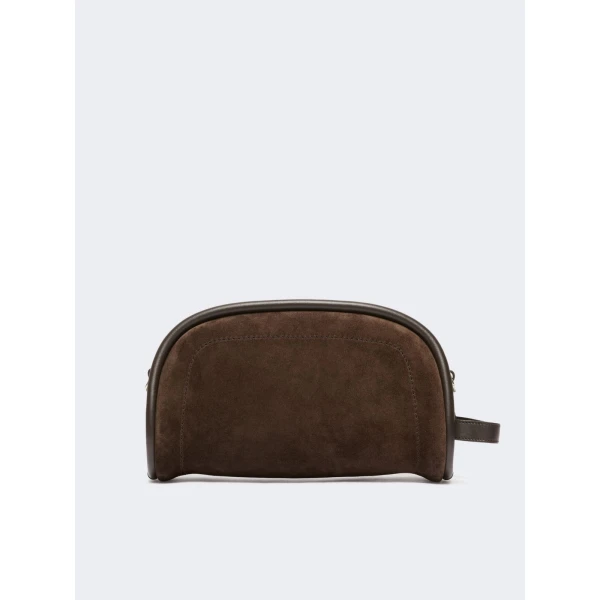 Max Mara Suede and Leather Handbag in Dark Brown | Totes & Top-Handle Bags | Coveti