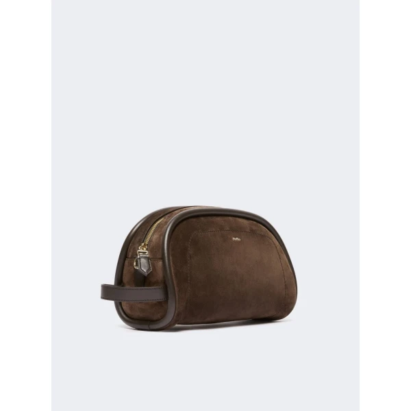 Max Mara Suede and Leather Handbag in Dark Brown | Totes & Top-Handle Bags | Coveti