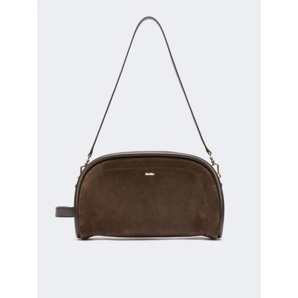 Max Mara Suede and Leather Handbag in Dark Brown | Totes & Top-Handle Bags | Coveti
