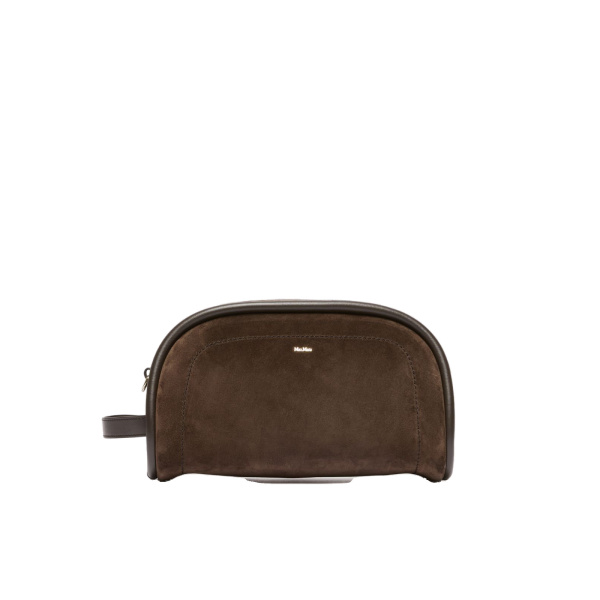 Max Mara Suede and Leather Handbag in Dark Brown | Totes & Top-Handle Bags | Coveti