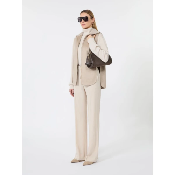 Max Mara Suede and Leather Handbag in Dark Grey | Totes & Top-Handle Bags | Coveti