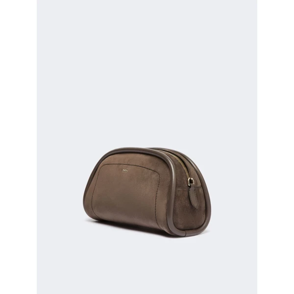 Max Mara Suede and Leather Handbag in Dark Grey | Totes & Top-Handle Bags | Coveti