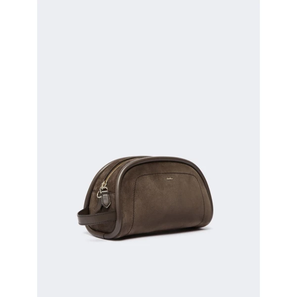 Max Mara Suede and Leather Handbag in Dark Grey | Totes & Top-Handle Bags | Coveti