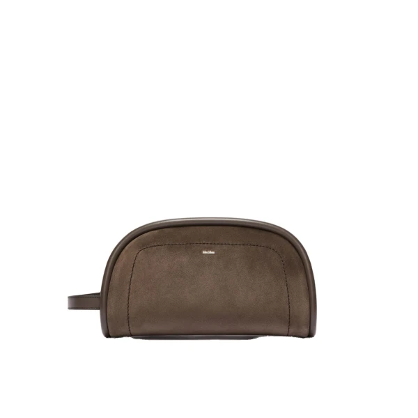 Suede and Leather Handbag in Dark Grey