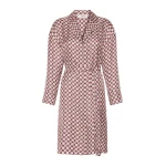 Max Mara Sultano Printed Silk Midi Shirt Dress in Bordeaux | Shirtdress | Coveti