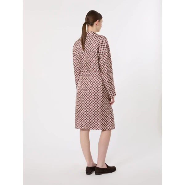 Max Mara Sultano Printed Silk Midi Shirt Dress in Bordeaux | Shirtdress | Coveti