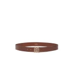 Max Mara Sumero Jewelled Buckle Leather Belt in Amber Brown | Belts | Coveti
