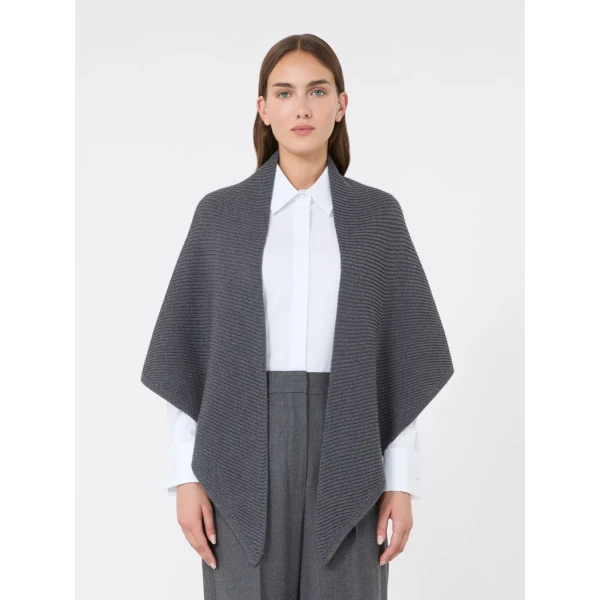 Max Mara Supremo Oversized Wool Shawl in Dark Grey | Scarves | Coveti