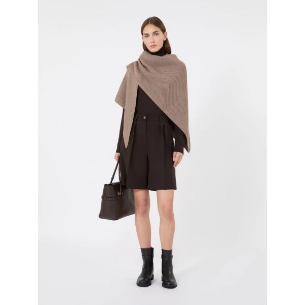 Max Mara Supremo Oversized Wool Shawl in Tobacco | Scarves | Coveti