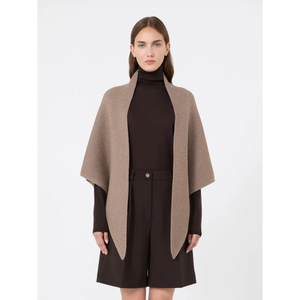 Max Mara Supremo Oversized Wool Shawl in Tobacco | Scarves | Coveti