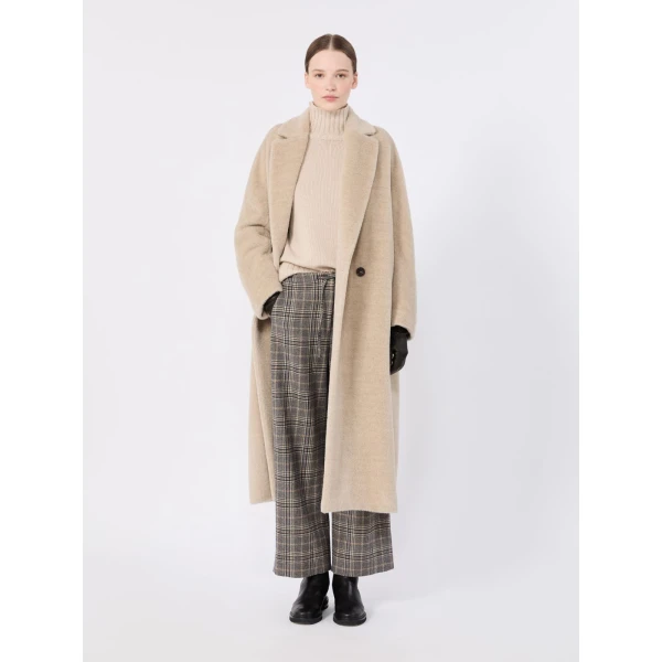 Max Mara Tabarin Double-Breasted Alpaca and Wool Coat in Albino White | Wool Coat | Coveti