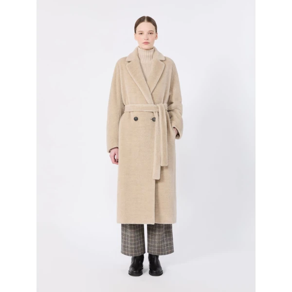 Max Mara Tabarin Double-Breasted Alpaca and Wool Coat in Albino White | Wool Coat | Coveti