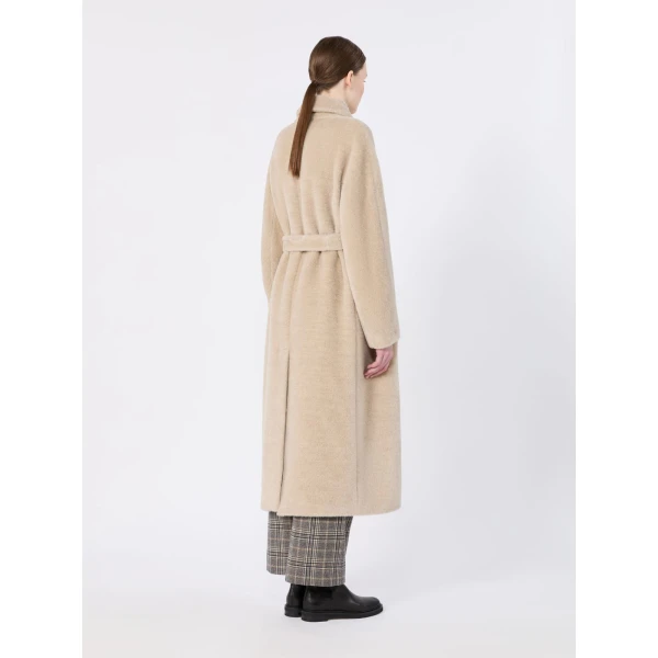 Max Mara Tabarin Double-Breasted Alpaca and Wool Coat in Albino White | Wool Coat | Coveti