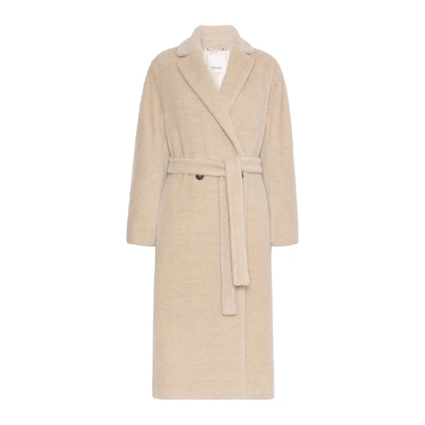 Max Mara Tabarin Double-Breasted Alpaca and Wool Coat in Albino White | Wool Coat | Coveti