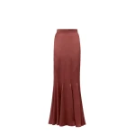 Max Mara Tabarin Long Silk Satin Skirt in Rust | Maxi Skirts | Coveti