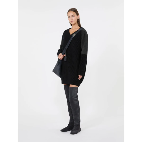 Max Mara Tacco Wool and Cashmere Jumper in Dark Grey | Sweaters | Coveti