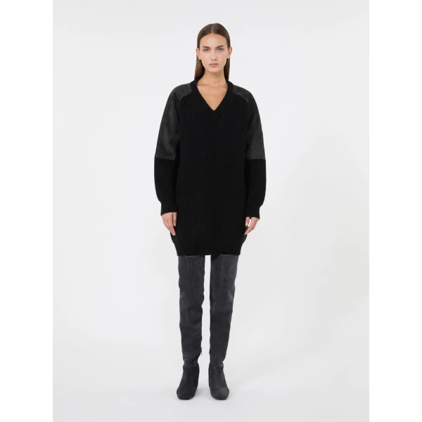 Max Mara Tacco Wool and Cashmere Jumper in Dark Grey | Sweaters | Coveti
