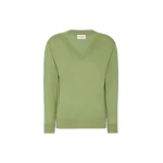 Max Mara Talamo Wool, Silk and Cashmere V-Neck Jumper in Green | Sweaters | Coveti