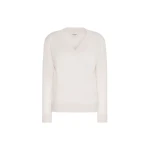 Max Mara Talamo Wool, Silk and Cashmere V-Neck Jumper in Ivory | Sweaters | Coveti