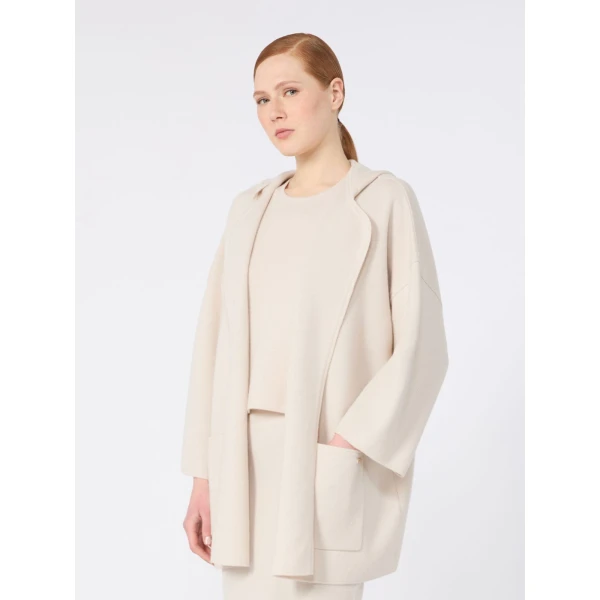Max Mara Tanga Wool and Cashmere Hooded Cardigan in Beige | Cardigan | Coveti