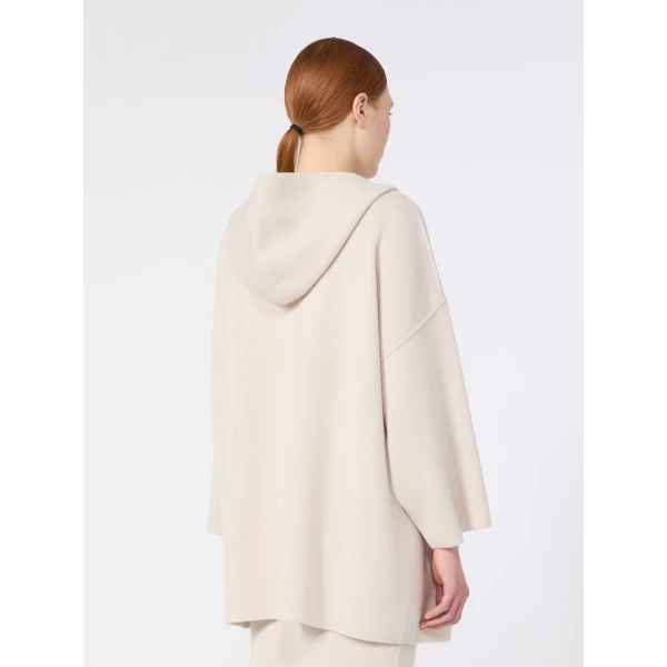 Max Mara Tanga Wool and Cashmere Hooded Cardigan in Beige | Cardigan | Coveti