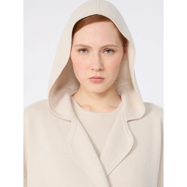 Max Mara Tanga Wool and Cashmere Hooded Cardigan in Beige | Cardigan | Coveti