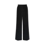 Max Mara Tania Cotton Corduroy Wide-Leg Trousers in Black | Wide leg pants | Coveti