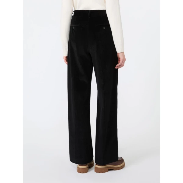 Max Mara Tania Cotton Corduroy Wide-Leg Trousers in Black | Wide leg pants | Coveti