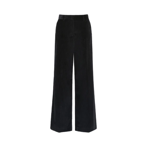 Max Mara Tania Cotton Corduroy Wide-Leg Trousers in Black | Wide leg pants | Coveti