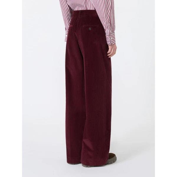 Max Mara Tania Cotton Corduroy Wide-Leg Trousers in Bordeaux | Wide leg pants | Coveti