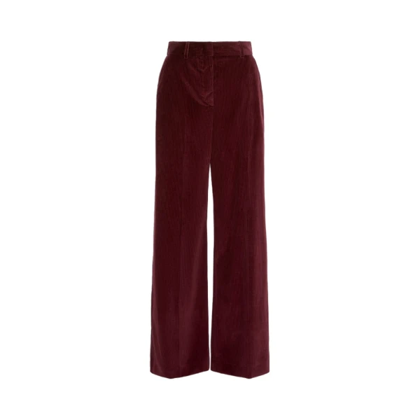 Max Mara Tania Cotton Corduroy Wide-Leg Trousers in Bordeaux | Wide leg pants | Coveti