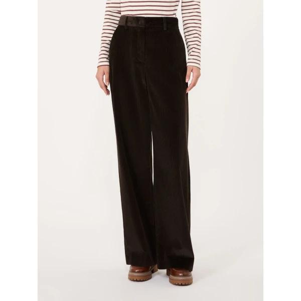 Max Mara Tania Cotton Corduroy Wide-Leg Trousers in Dark Brown | Wide leg pants | Coveti