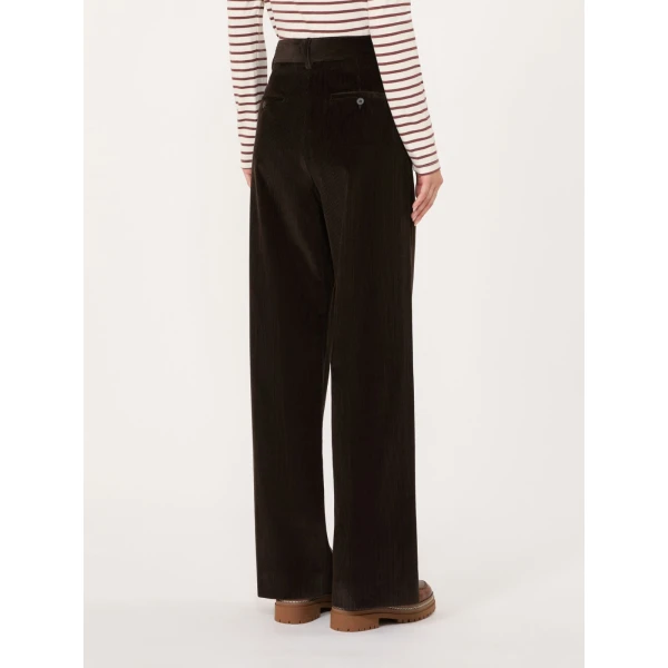 Max Mara Tania Cotton Corduroy Wide-Leg Trousers in Dark Brown | Wide leg pants | Coveti