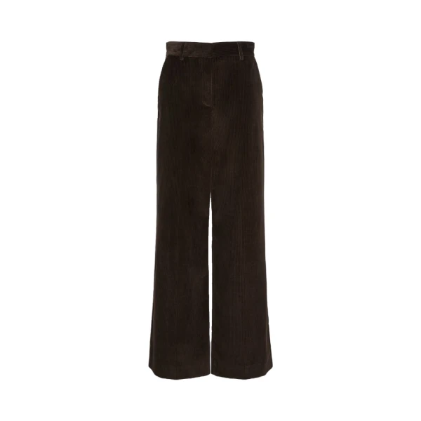 Max Mara Tania Cotton Corduroy Wide-Leg Trousers in Dark Brown | Wide leg pants | Coveti