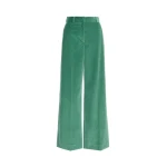 Max Mara Tania Cotton Corduroy Wide-Leg Trousers in Green | Wide leg pants | Coveti