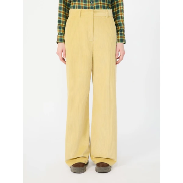 Max Mara Tania Cotton Corduroy Wide-Leg Trousers in Honey | Wide leg pants | Coveti