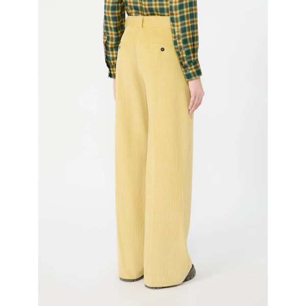 Max Mara Tania Cotton Corduroy Wide-Leg Trousers in Honey | Wide leg pants | Coveti