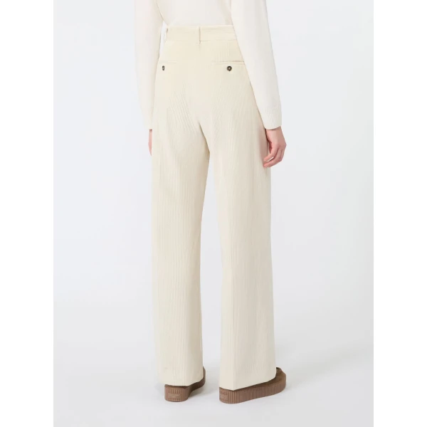 Max Mara Tania Cotton Corduroy Wide-Leg Trousers in Ivory | Wide leg pants | Coveti