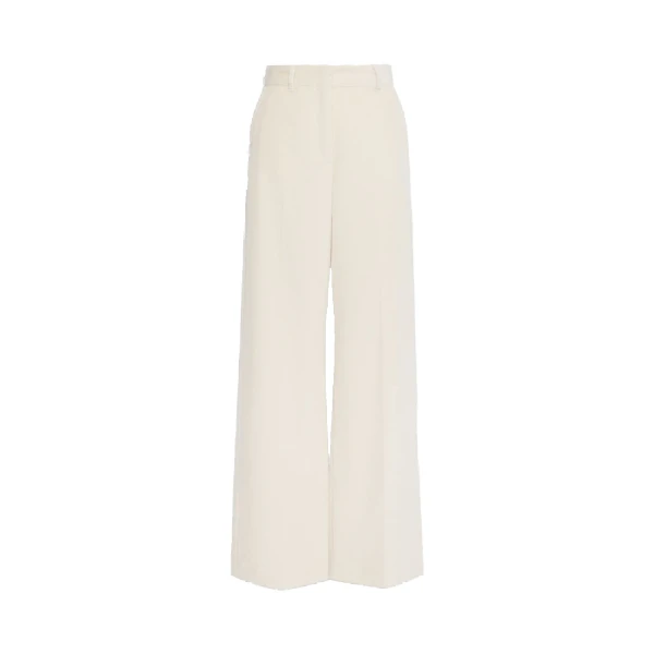 Tania Cotton Corduroy Wide-Leg Trousers in Ivory
