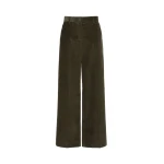 Max Mara Tania Cotton Corduroy Wide-Leg Trousers in Khaki | Wide leg pants | Coveti