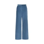 Max Mara Tania Cotton Corduroy Wide-Leg Trousers in Light Blue | Wide leg pants | Coveti